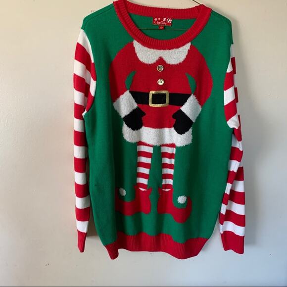 To Be Jolly Mrs. Clause Holiday Santa Sweater Size Large - Picture 3 of 8